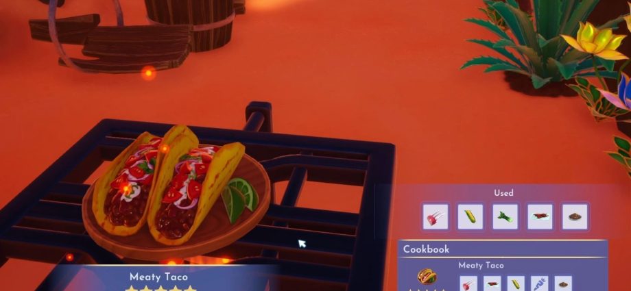 In Disney Dreamlight Valley, learn how to create a delicious meaty taco